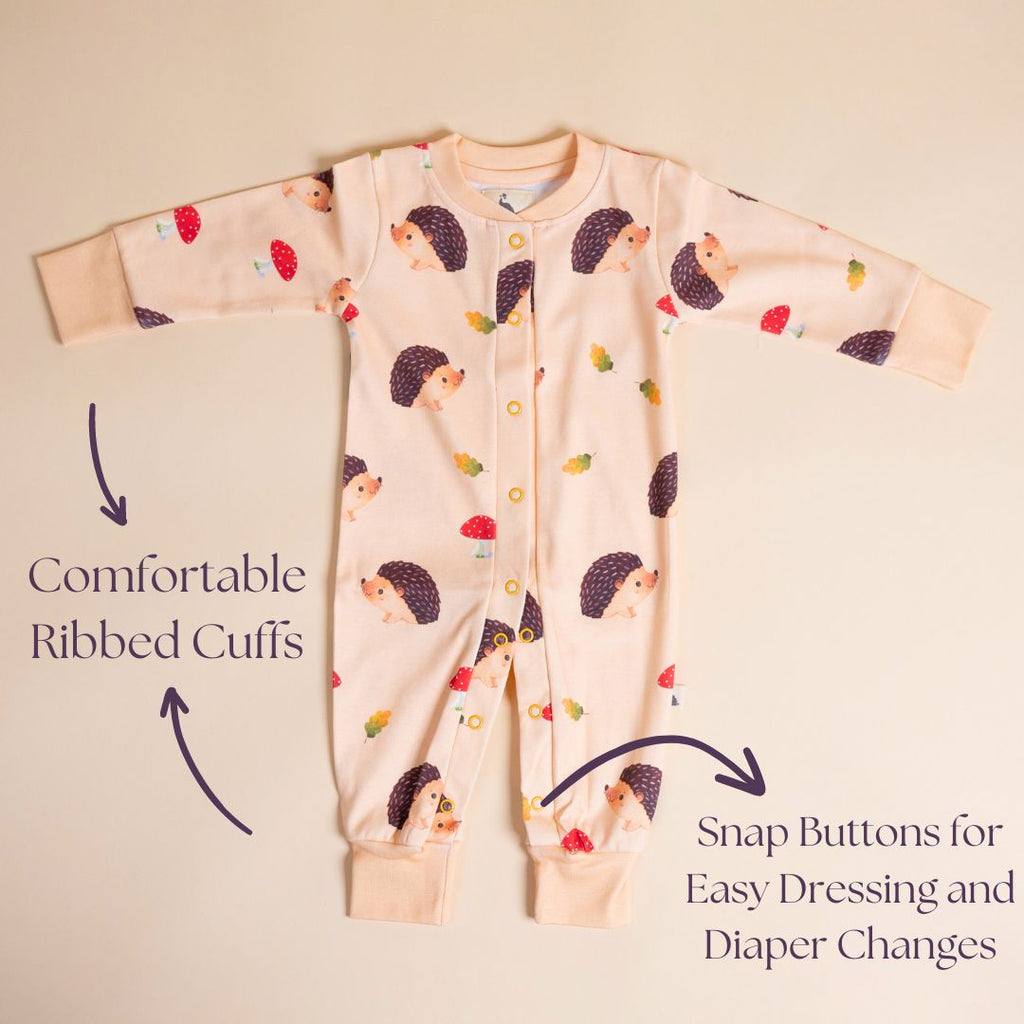 Hedgehog and Hearts - Full Button Onesie