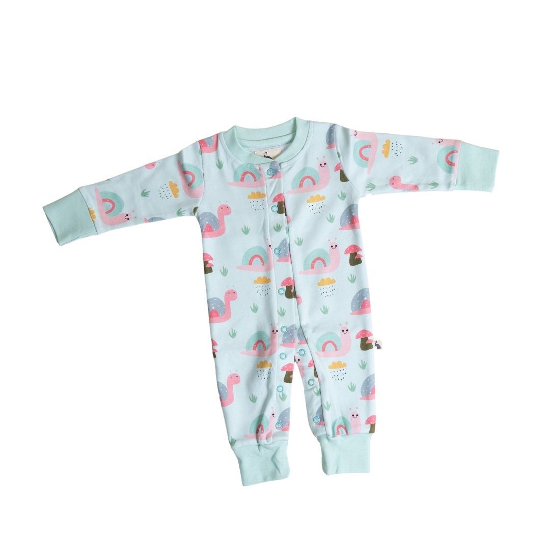 Snail and Clouds - Full Button Onesie