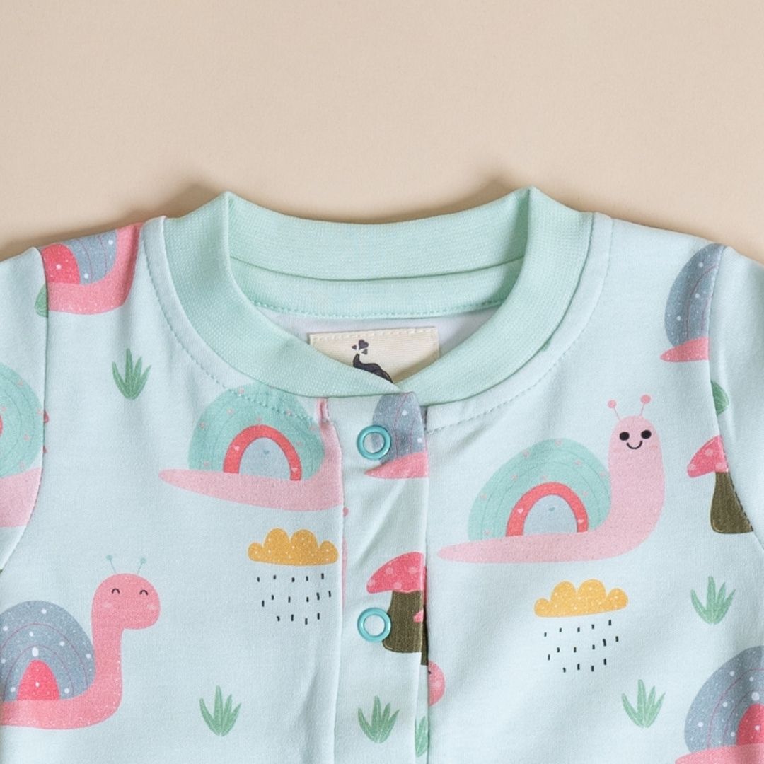 Snail and Clouds - Full Button Onesie