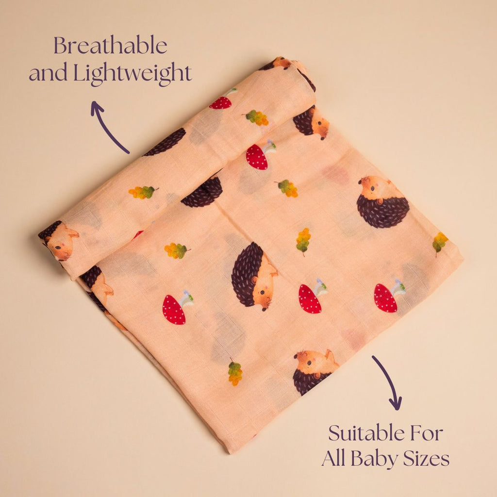 Hedgehog and Hearts - Swaddle Cloth